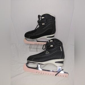 Jackson Ice Skates Black with White Trim With L.L Bean Bag Sz 6 (9 1/3 )